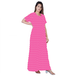 pink dotted cotton nighty