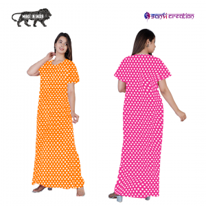 Combo - red and pink cotton nighty